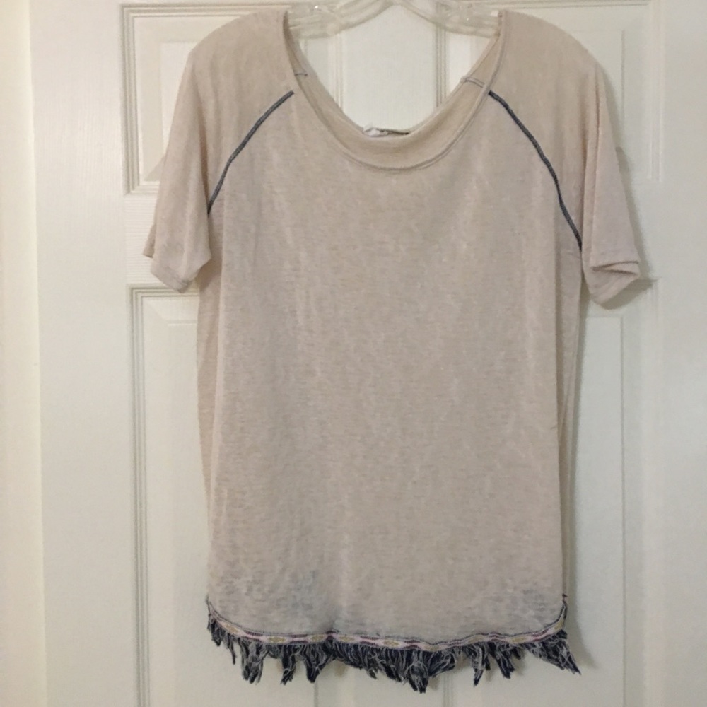 Tee with Aztec and fringe
